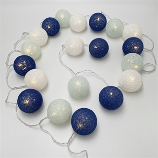 D lyskæde med bomuldsbolde i flere farver – 3 m – Ø 6 cm